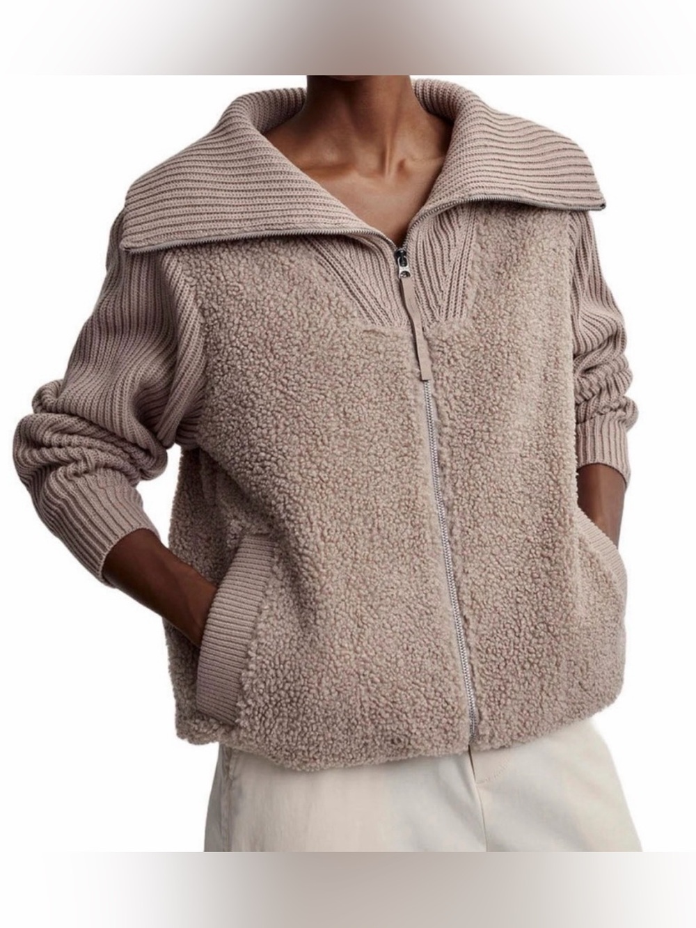Varley Ardley Zip Through Knit Sweater Jacket, size Medium like NEW